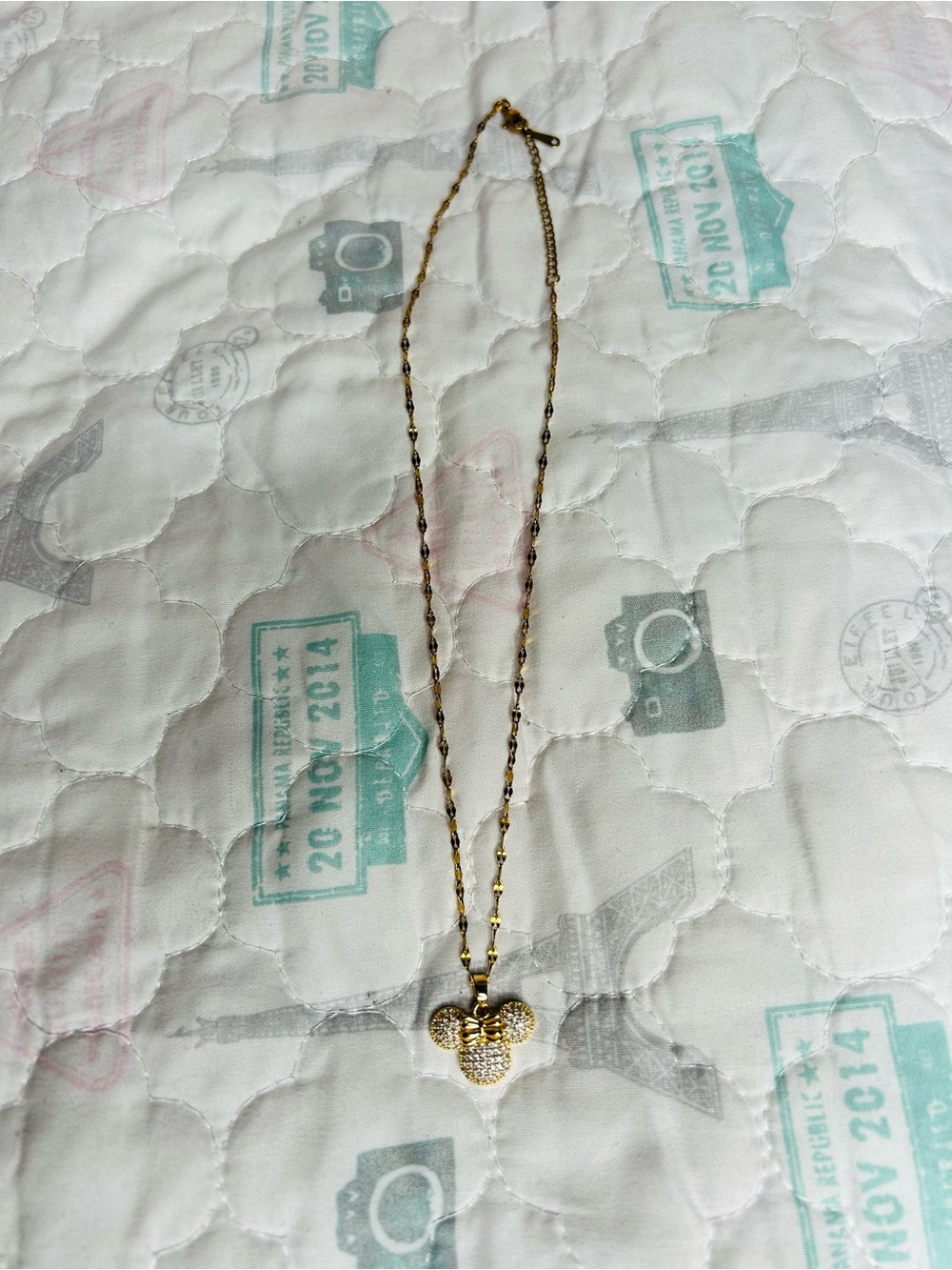 Disney Gold-Tone Crystal Minnie Mouse Pendant Necklace